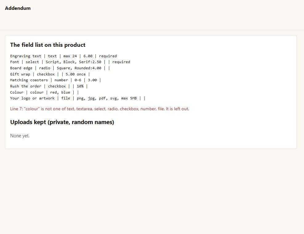 Addendum: its own screen