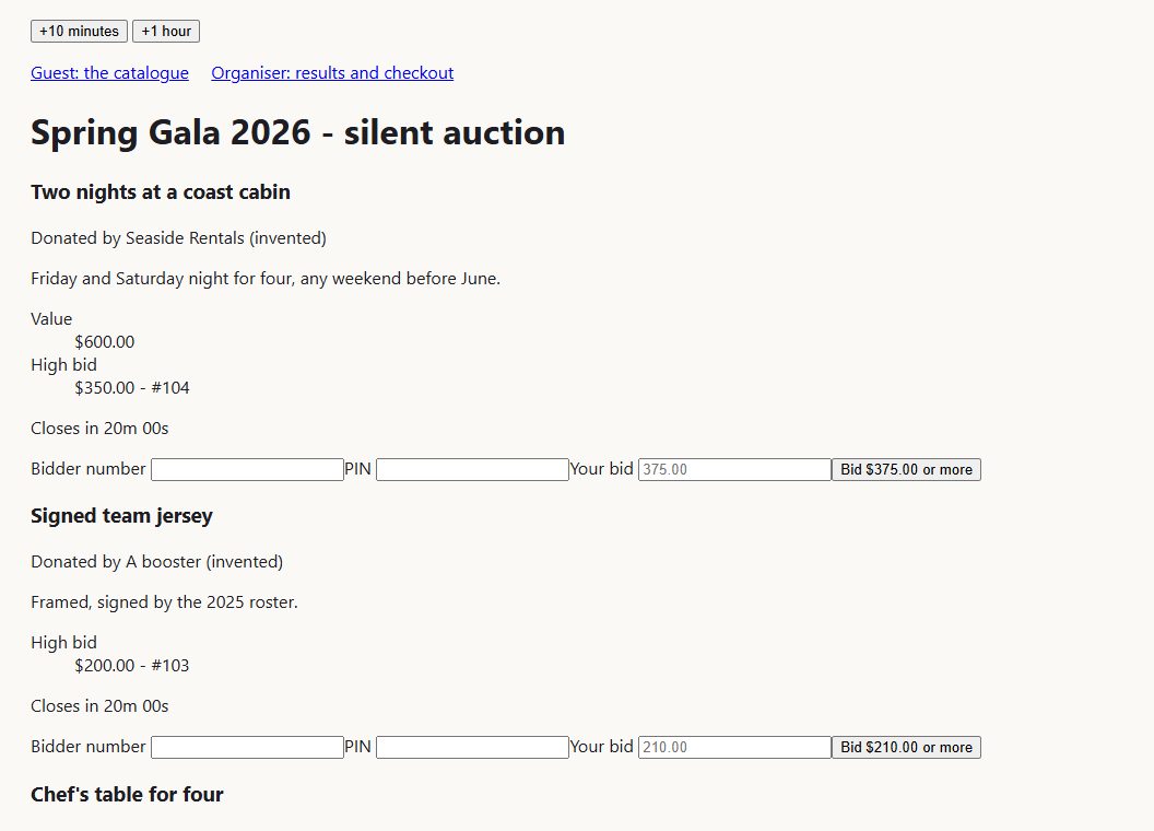 Bidsheet: its own screen