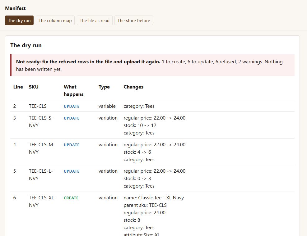 Manifest: its own screen
