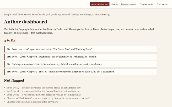 Feuilleton: its own screen